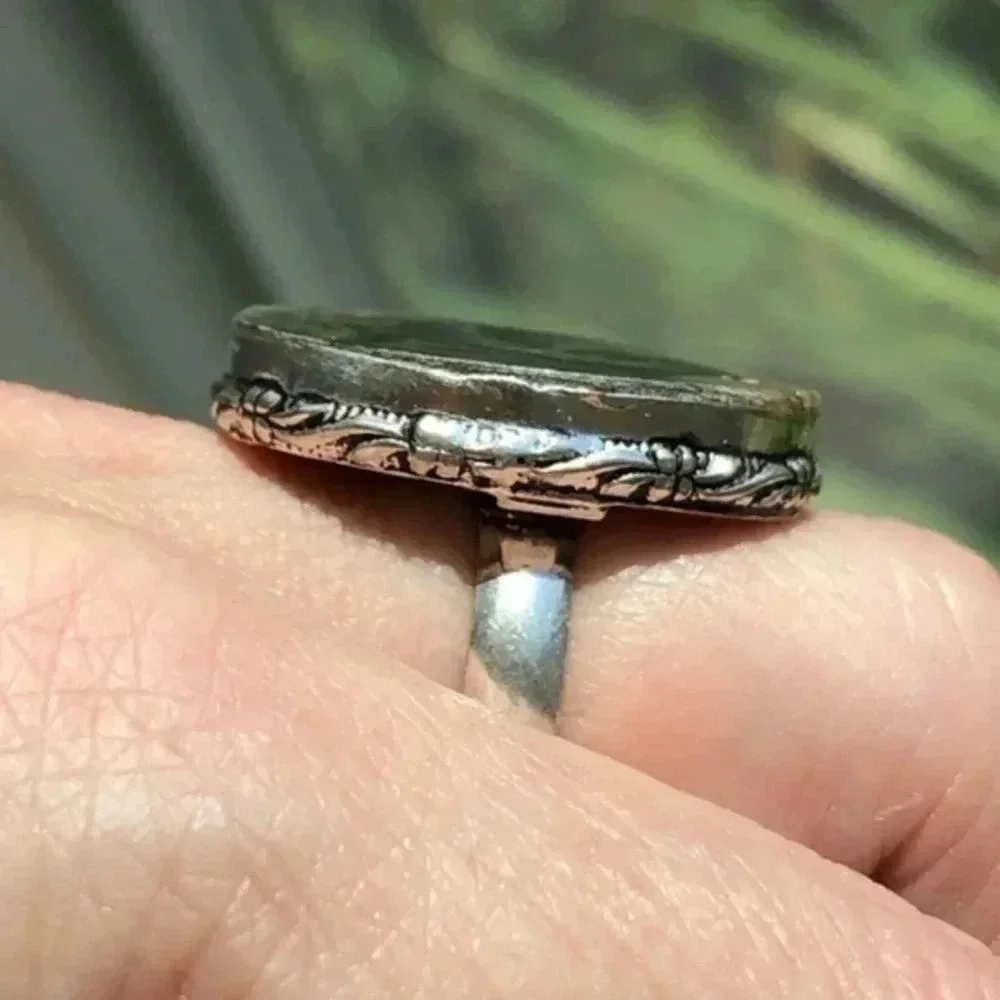SIZE 7.5 Abalone Oval 925 Sterling Silver Ring NWT